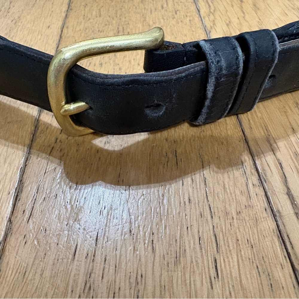 Coach Black Leather Belt with Gold Buckle